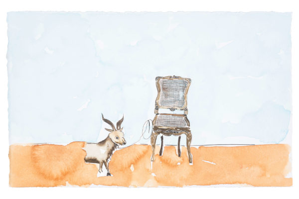 Dalton Paula | Assentar [to settle] goat for sale | India ink and watercolor on paper | 25 x 40 cm | 2019 | Photo: Paulo Rezende