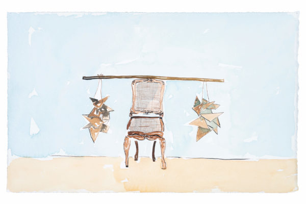 Dalton Paula | Assentar vendedor de pó de sapato | Nanquim e aquarela sobre papel | 25 x 40 cm | 2019 | Foto: Paulo Rezende