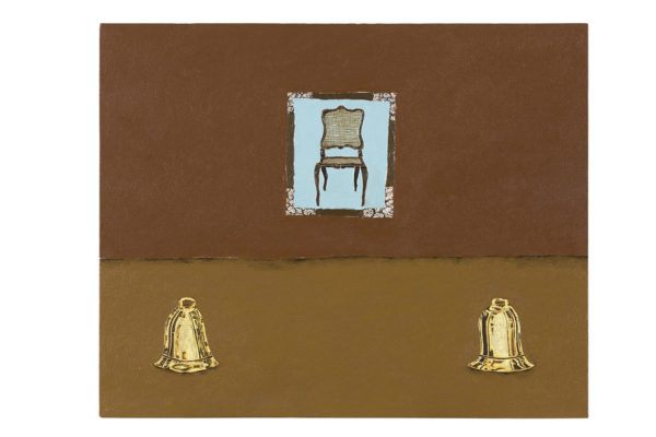 Dalton Paula | Sino e cadeira | Óleo e folha de ouro 22K sobre tela | 40 x 50 cm | 2017 | Foto: Paulo Rezende